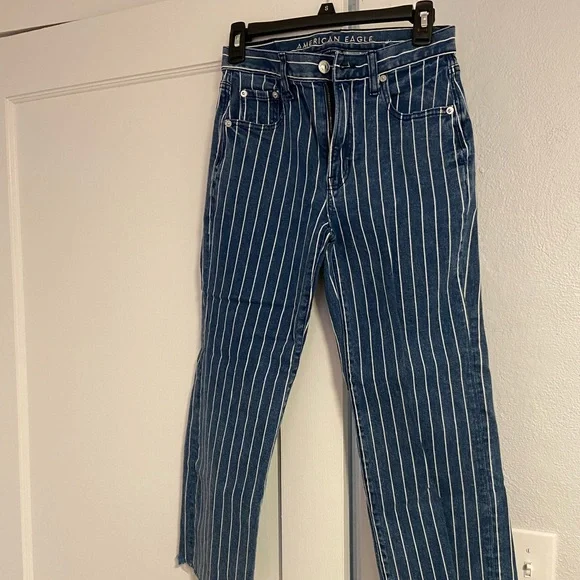 American Eagle pinstriped ankle jeans - size 0 - Picture 1 of 2